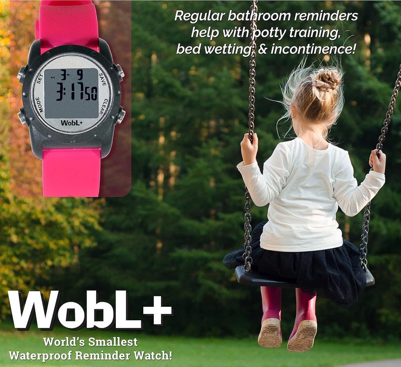 WobL + World's Smallest & Best Waterproof Vibrating 9 Alarms + Countdown Timer Wristwatch (Pink) Sports/Medicine/Meeting/Potty Reminders - Image 5